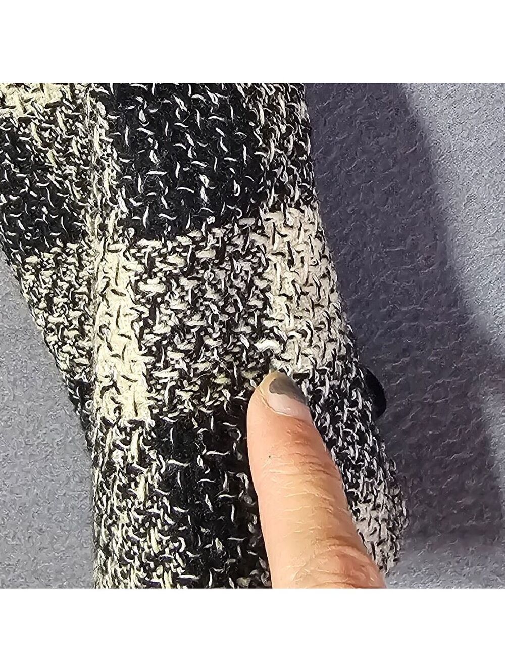Elio Berhanyer Women's Size EU 46 US 14 Black White Checkered Blazer Velvet Trim - Picture 6 of 9